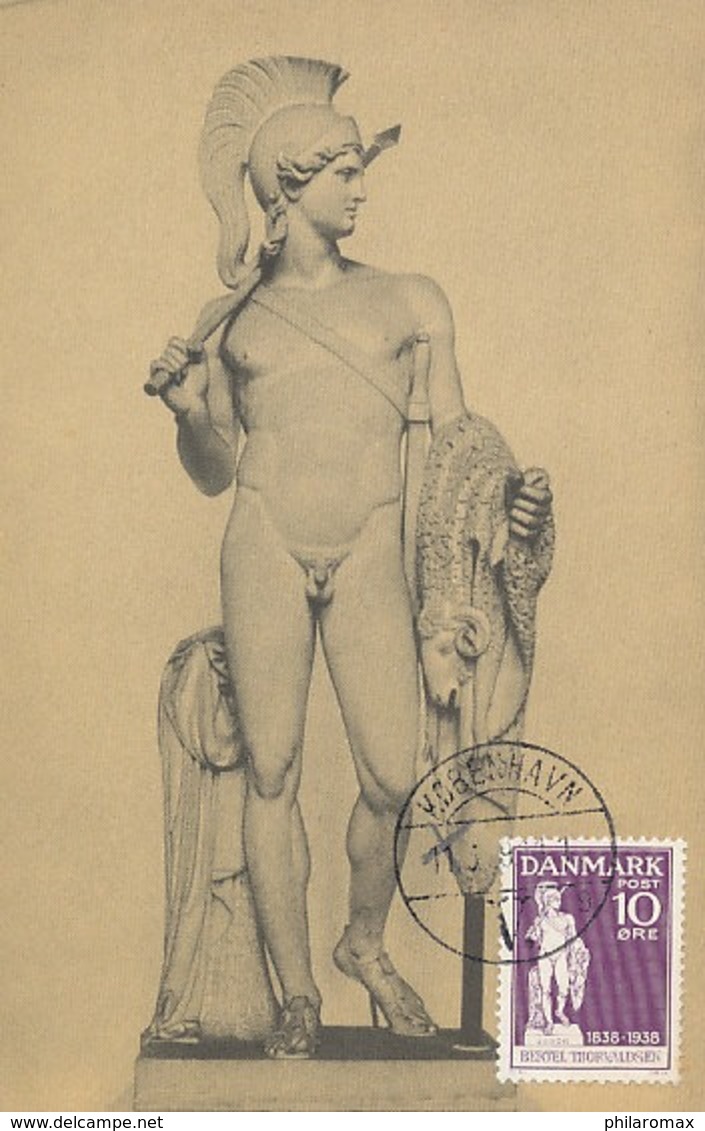 D38334 CARTE MAXIMUM CARD 1949 DENMARK - JASON SCULPTURE BY THORVALDSEN CP ORIGINAL - Skulpturen