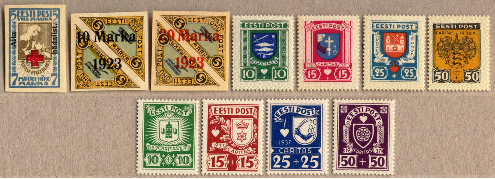 * 1921-37, Small Lot Of (11), Including 2 Full CARITAS Sets (1936 And 1937), All MH, VF!. Estimate 130€. - Estland
