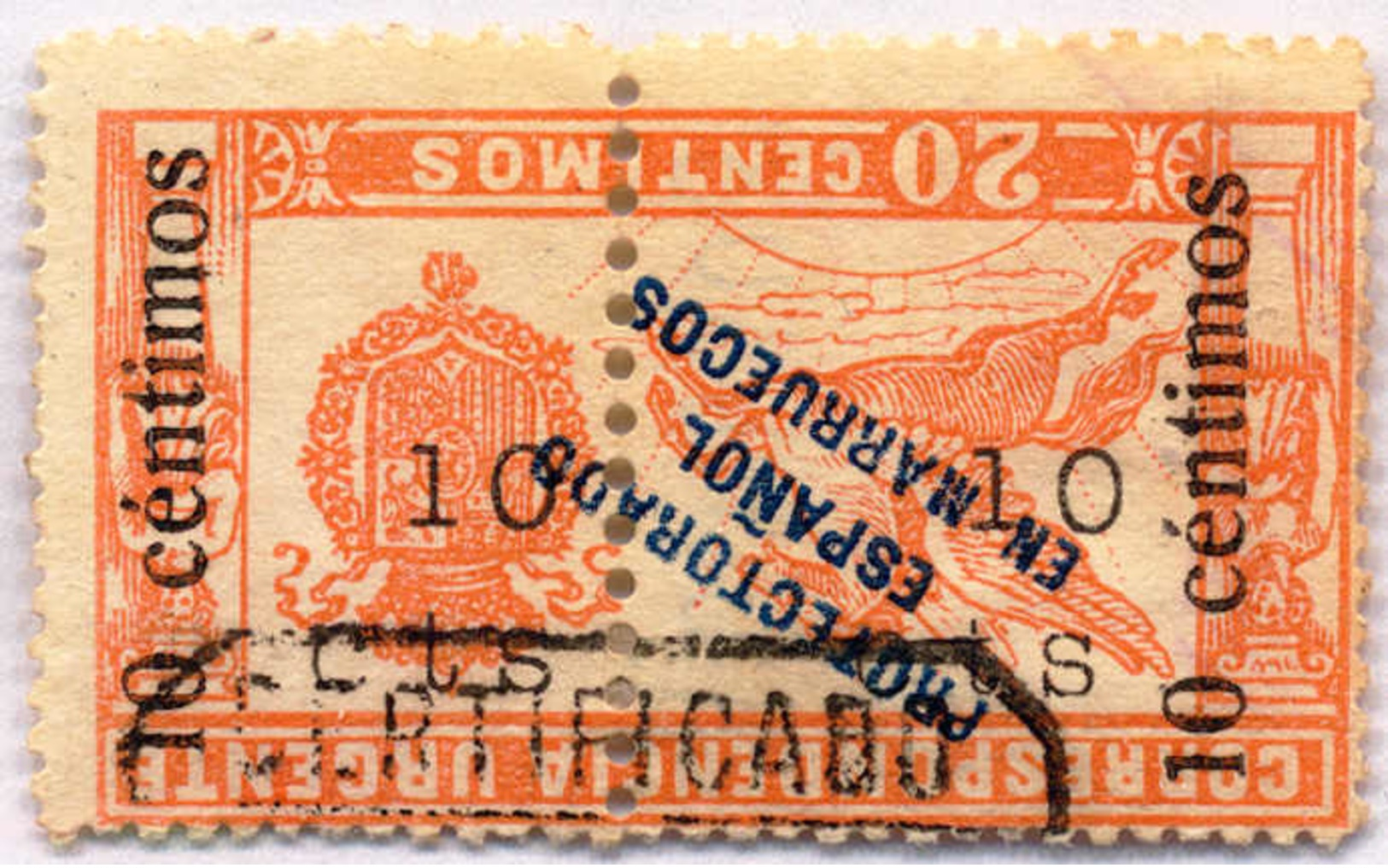 O 1920, 10 C. On 20 C., Orange, Used, Typewritten Surcharge Inverted, Rare And Attractive, F!. Estimate 500€. - Sonstige & Ohne Zuordnung