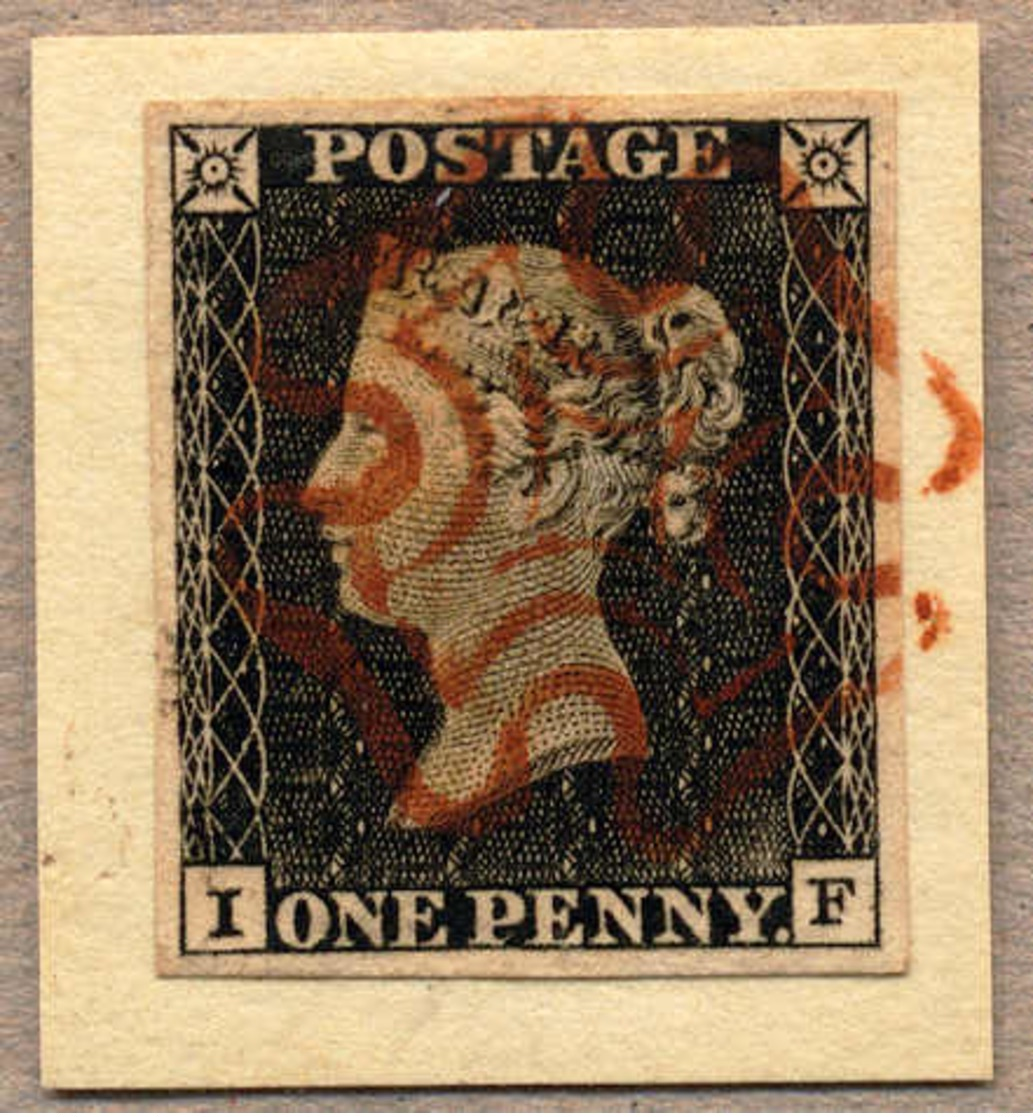 O 1840, 1 D., Black, Used With M/s In BROWN, Tied To Piece, Plate 10, Letters I - F, Very Wide And Even Margins, Exceedi - Andere & Zonder Classificatie