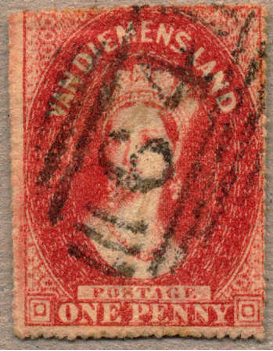 O 1868-9, 1 D., Carmine, Used 64, Serrated 19 (Hobart), Very Appealing And Attractive, F-VF!. Estimate 320€. - Sonstige & Ohne Zuordnung