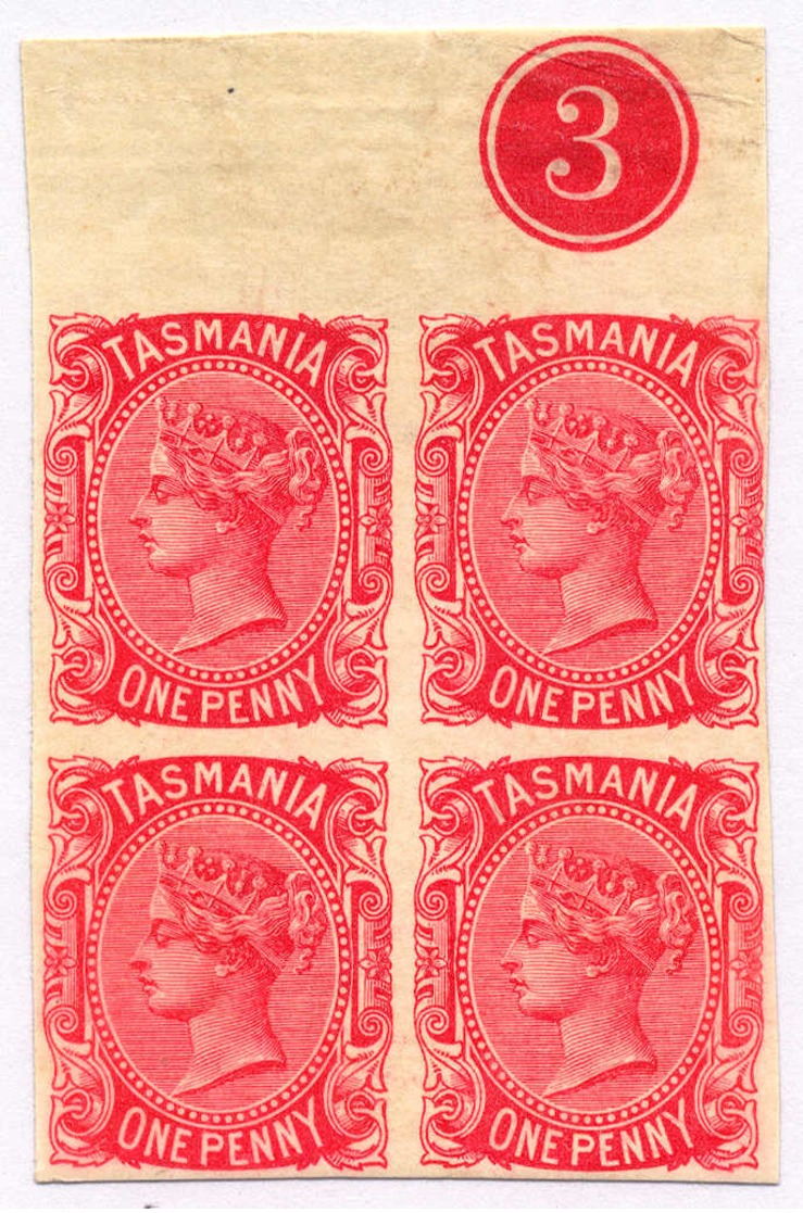 ** 1878, 1 D., Carmine, MNH Hinged In The Upper Margin, IMPRIMATUR With Platenumber 3, Clear To Very Fine Margins, Still - Sonstige & Ohne Zuordnung