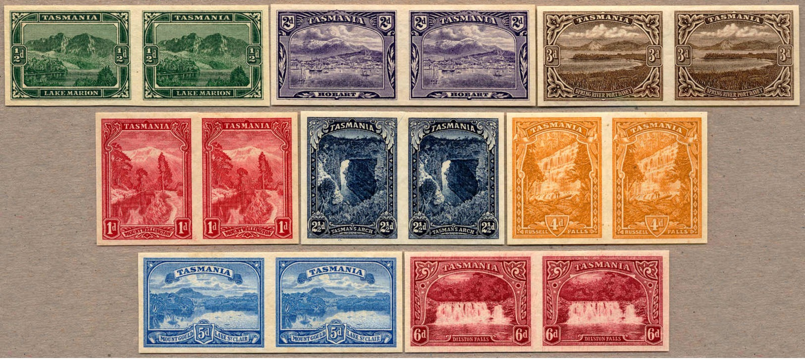 */(*) 1899-1900, 1/2 - 6 D., Wmk TAS, Set Of 8 Imperforated Proof Pairs, As Issued Ungummed Only 3d. With Gum, A Fine An - Sonstige & Ohne Zuordnung