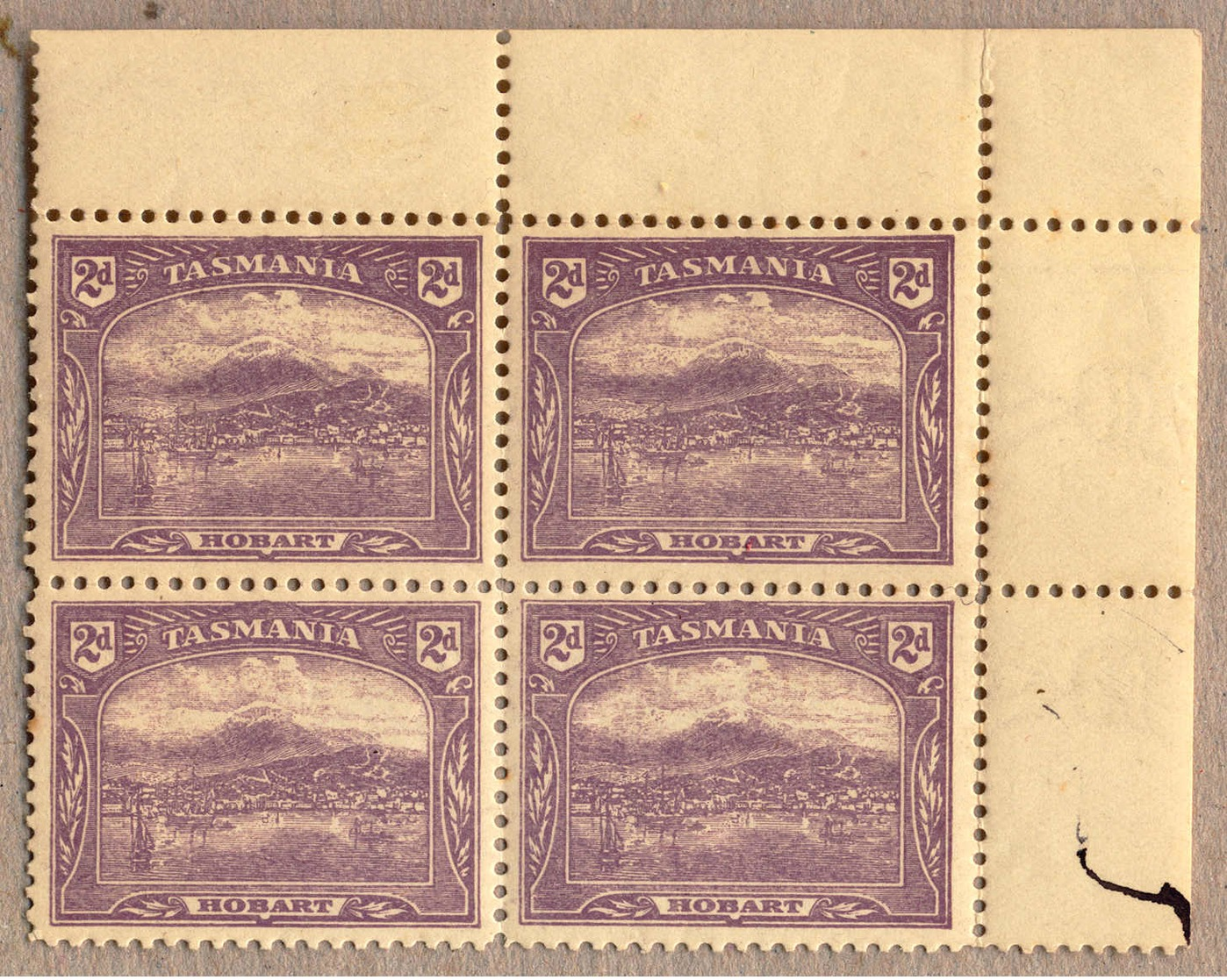 **/bof 1899-1911, 2d., Bright Violet, Perf Comp Of 12 1/2 And 11, Block Of (4), Top Right Margin Piece, MNH, Ex Robson L - Sonstige & Ohne Zuordnung