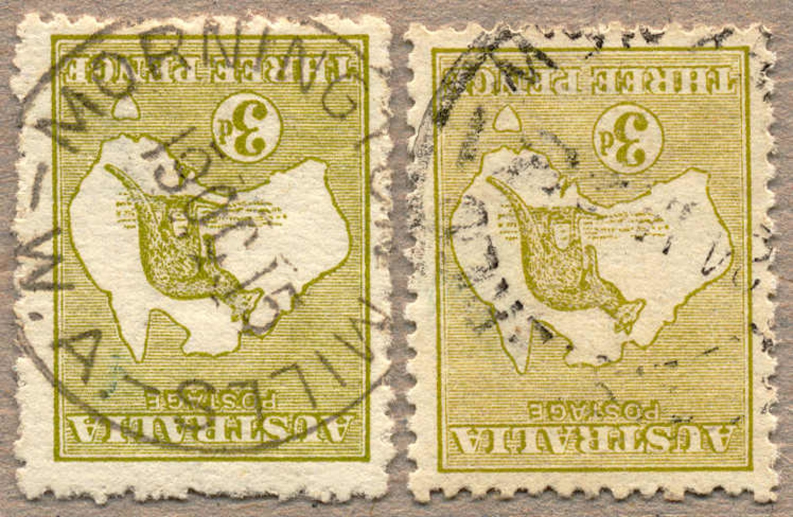 O 1913, 3 D., Olive, Used, Wmk INVERTED, Two Items In Different Shades, Fine To Very Fine And An Attractive Assembling,  - Sonstige & Ohne Zuordnung