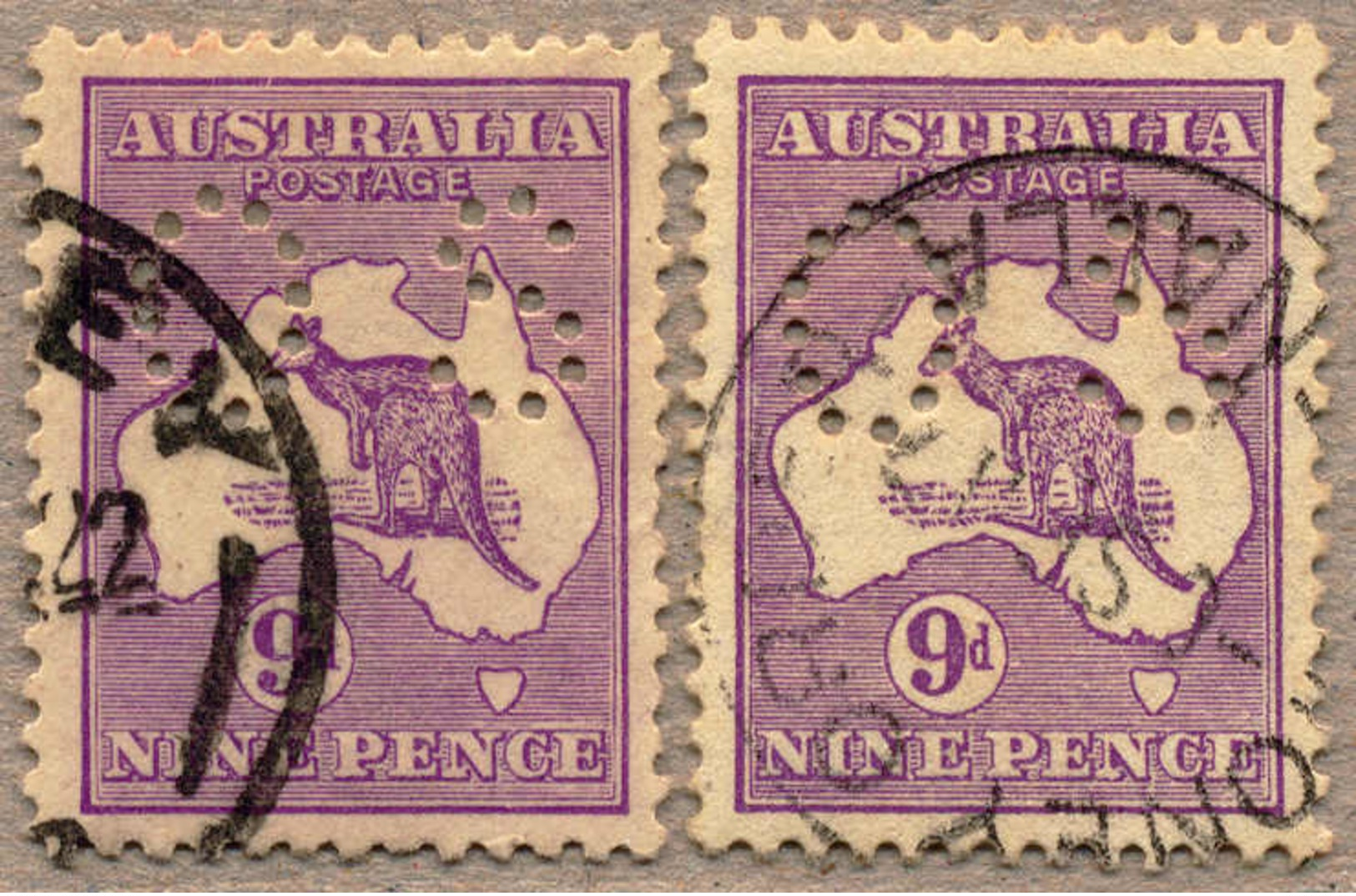 O 1915-28, 9 D., Violet, Used, In Type II And IIB, OFFICIAL Small OS, Both Very Well Centred And Fresh, VF!. Estimate 12 - Sonstige & Ohne Zuordnung