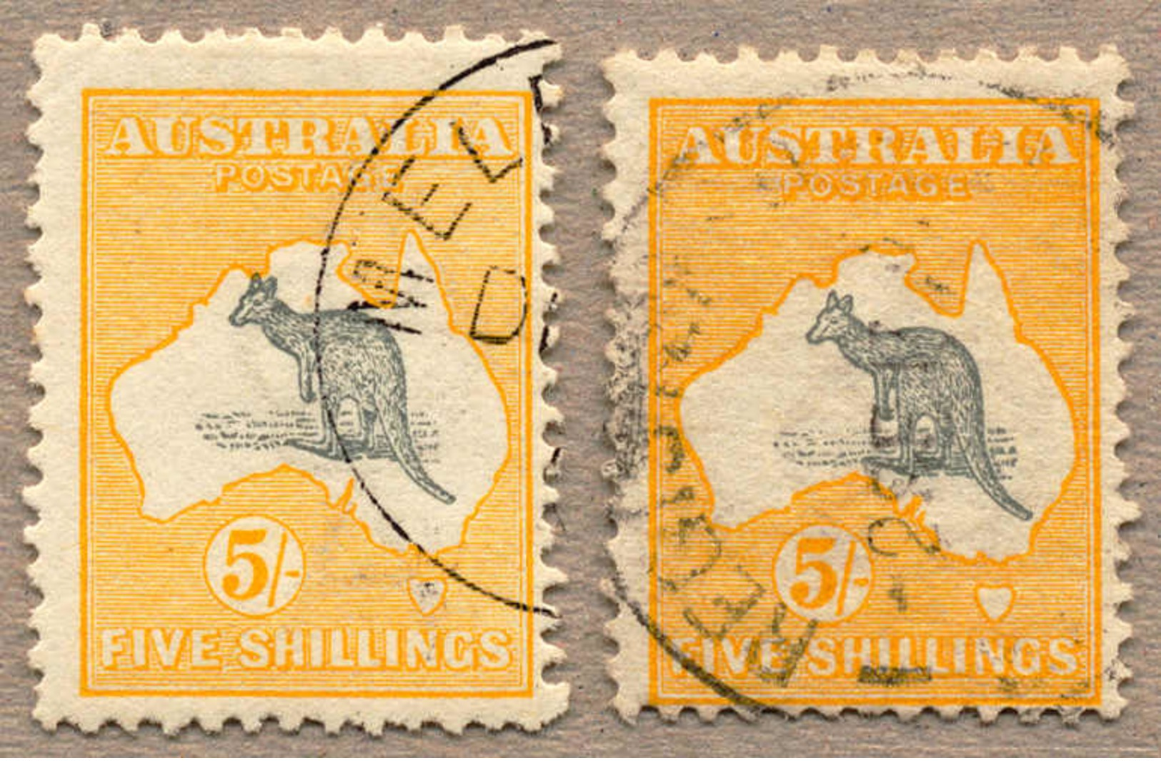 O 1913, 5 S., Grey And Yellow To Orange Yellow, Used, Wmk 2, Two Colour Shades, The Right One With Top Frame Wmk, Attrac - Sonstige & Ohne Zuordnung