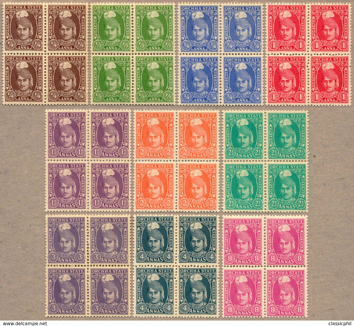 ** 31-4, 36-41, 1/4 Tp 8 A., Lacking 1 1/4 A., MNH, In Blocks Of 4, Very Scarce Highquality Multiples, F - XF!. Estimate - Sonstige & Ohne Zuordnung