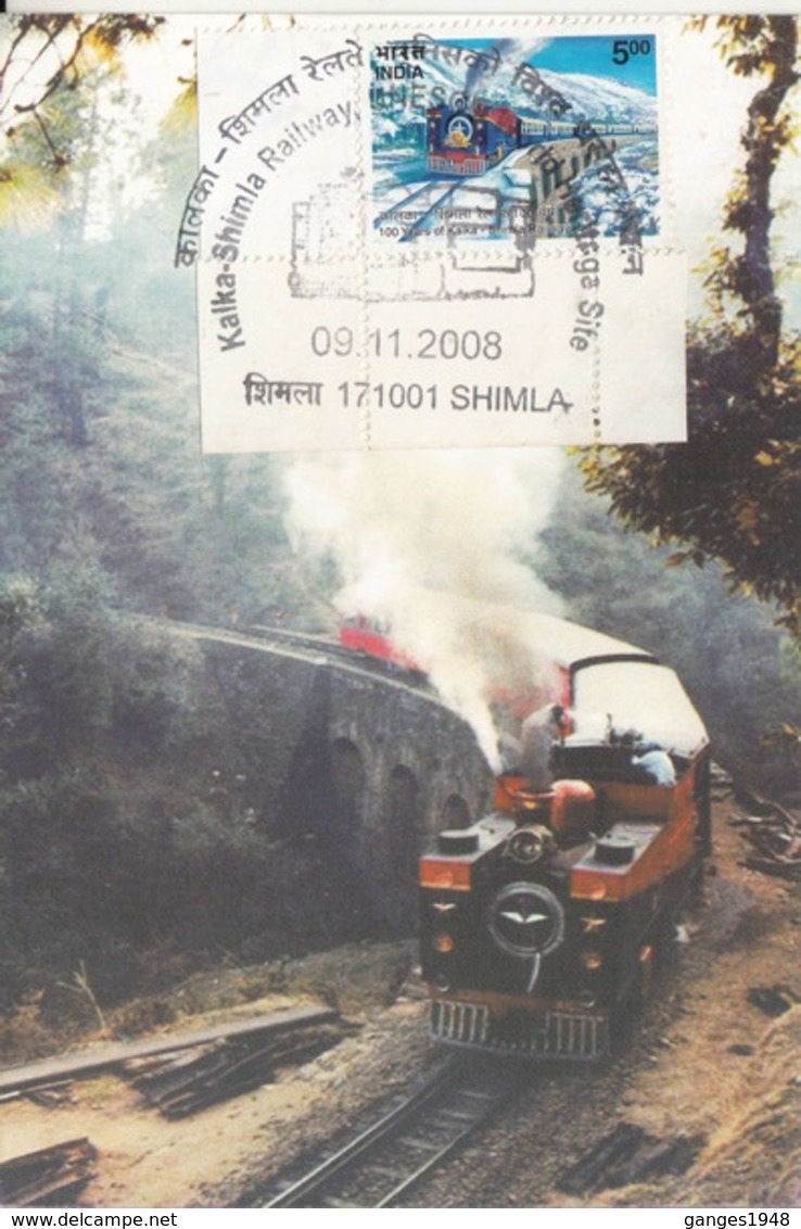 India 2008  Trains  Kalka - Shimla Railway, Unesco World Heritage Sire  Special Card  #  19430  D Indien Inde - Trains