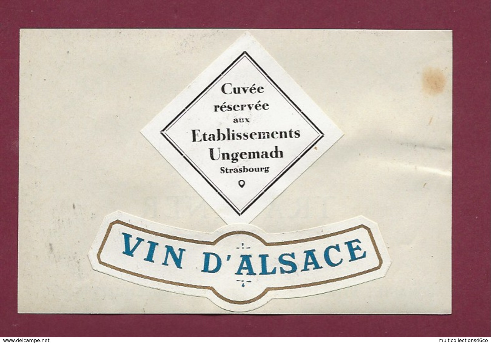 220919A - ETIQUETTE VIN BLANC - TRAMINER 1934 Vin D'Alsace Domaines Viticoles SCHLUMBERGER GUEBWILLER Ets UNGEMACH - Gewürztraminer