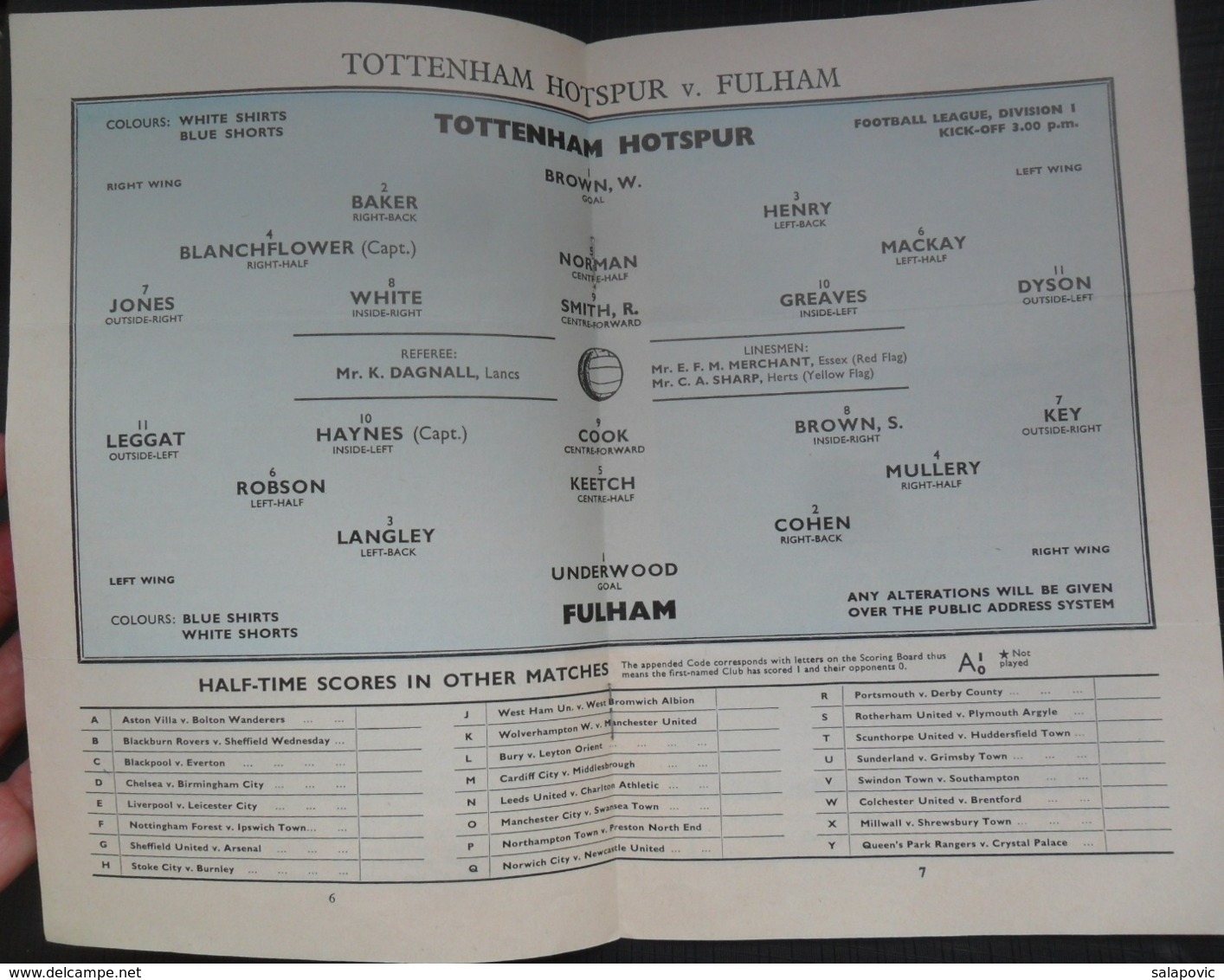 Official Football Match Program Tottenham Hotspur - Fulham 1963 - Andere & Zonder Classificatie