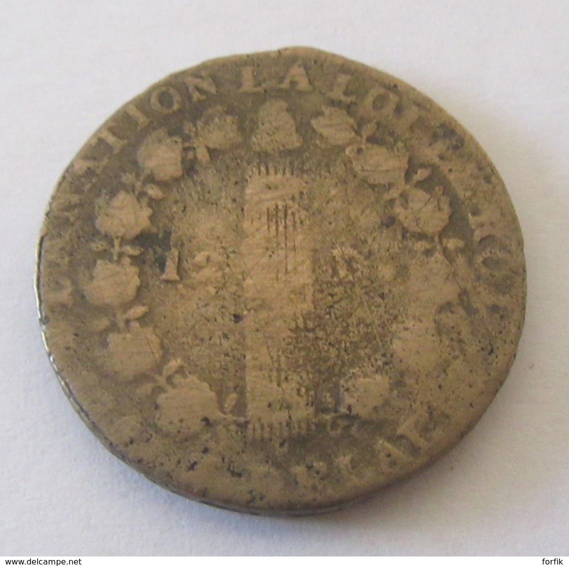 France - 3 Monnaies Dont Double Tournois, 12 Deniers Louis XVI (1792 ?) D. (Dijon), 5 Centimes Dupré AN 7 BB - Collections
