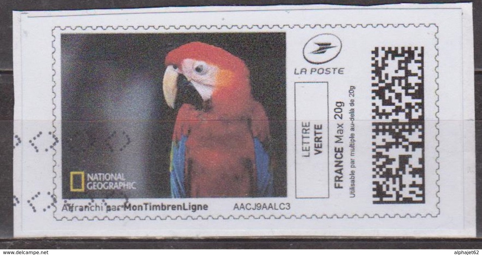 Faune, Oiseau - FRANCE - MONTIMBRENLIGNE - Perroquet - Ara - National Géographic - 2012 - 1999-2009 Illustrated Franking Labels