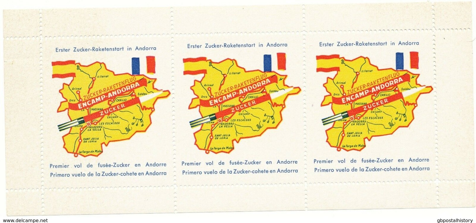 FRANZÖSISCH ANDORRA 1962 ZR 122 "ANDORRA" 122. Zucker-Rakete, Kab.-Raketenbrief - Airmail