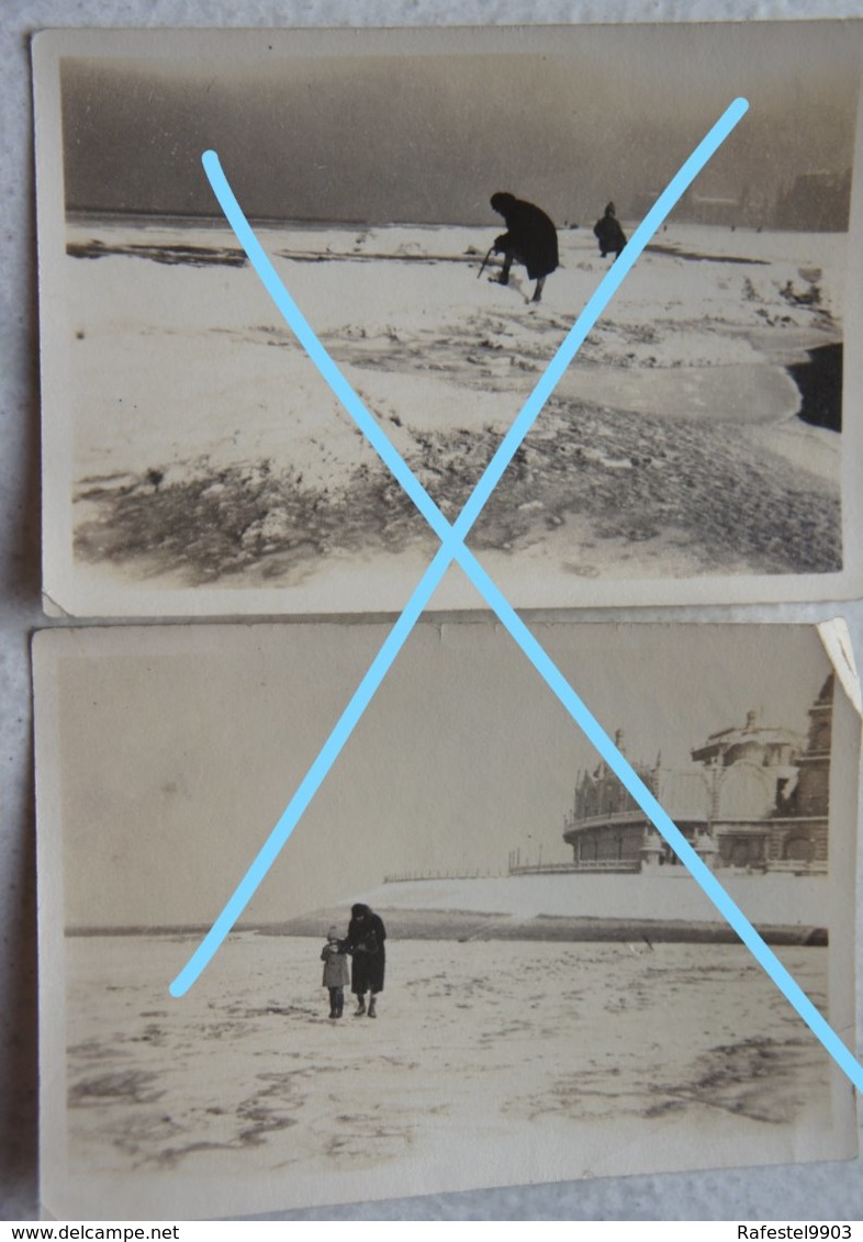 Photox3 OOSTENDE Ostende 1929 Mer Gelée Bevroren Zee Kursaal Dijck Digue Plage Kust - Lieux