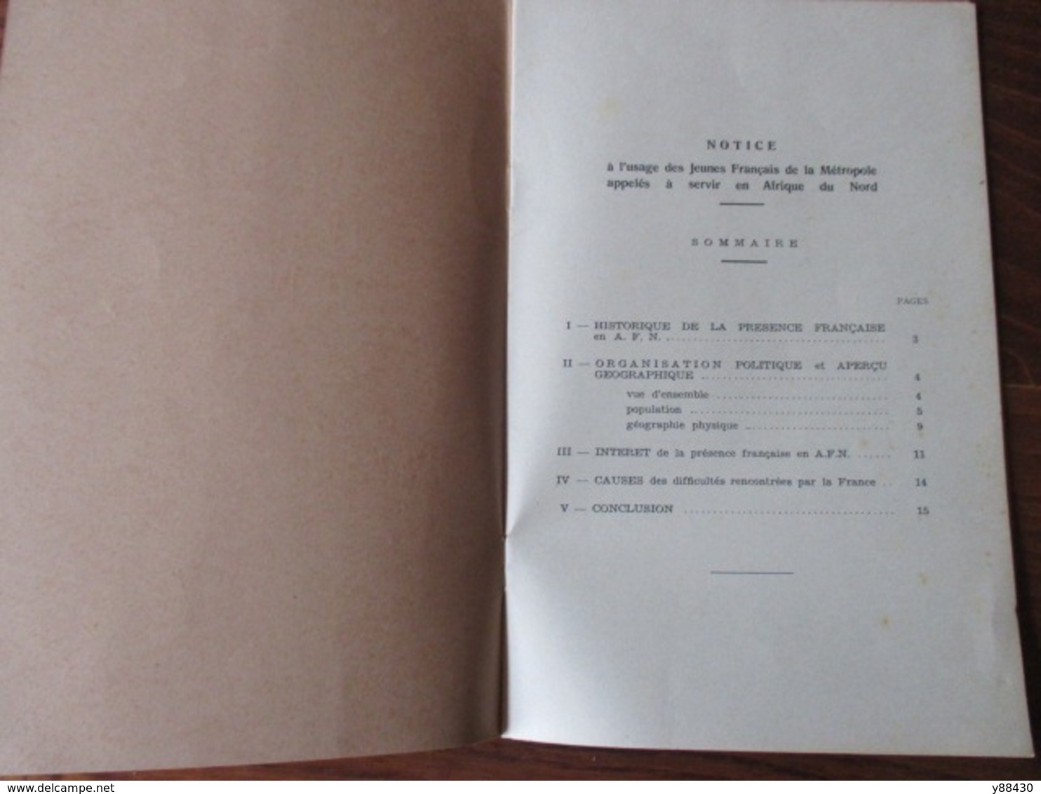 Notice AFRIQUE FRANCAISE DU NORD De 1955 - Pour Les Appelés à Servir En AFN . Etat Major 3è Bureau -18 Pages - 13 Photos - Altri & Non Classificati