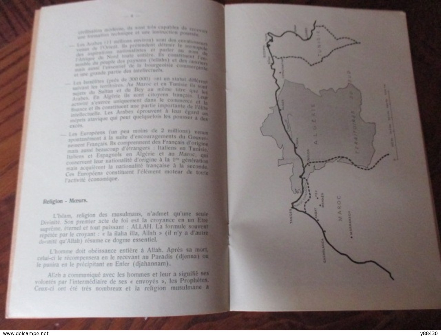 Notice AFRIQUE FRANCAISE DU NORD de 1955 - pour les appelés à servir en AFN . Etat Major 3è Bureau -18 pages - 13 photos