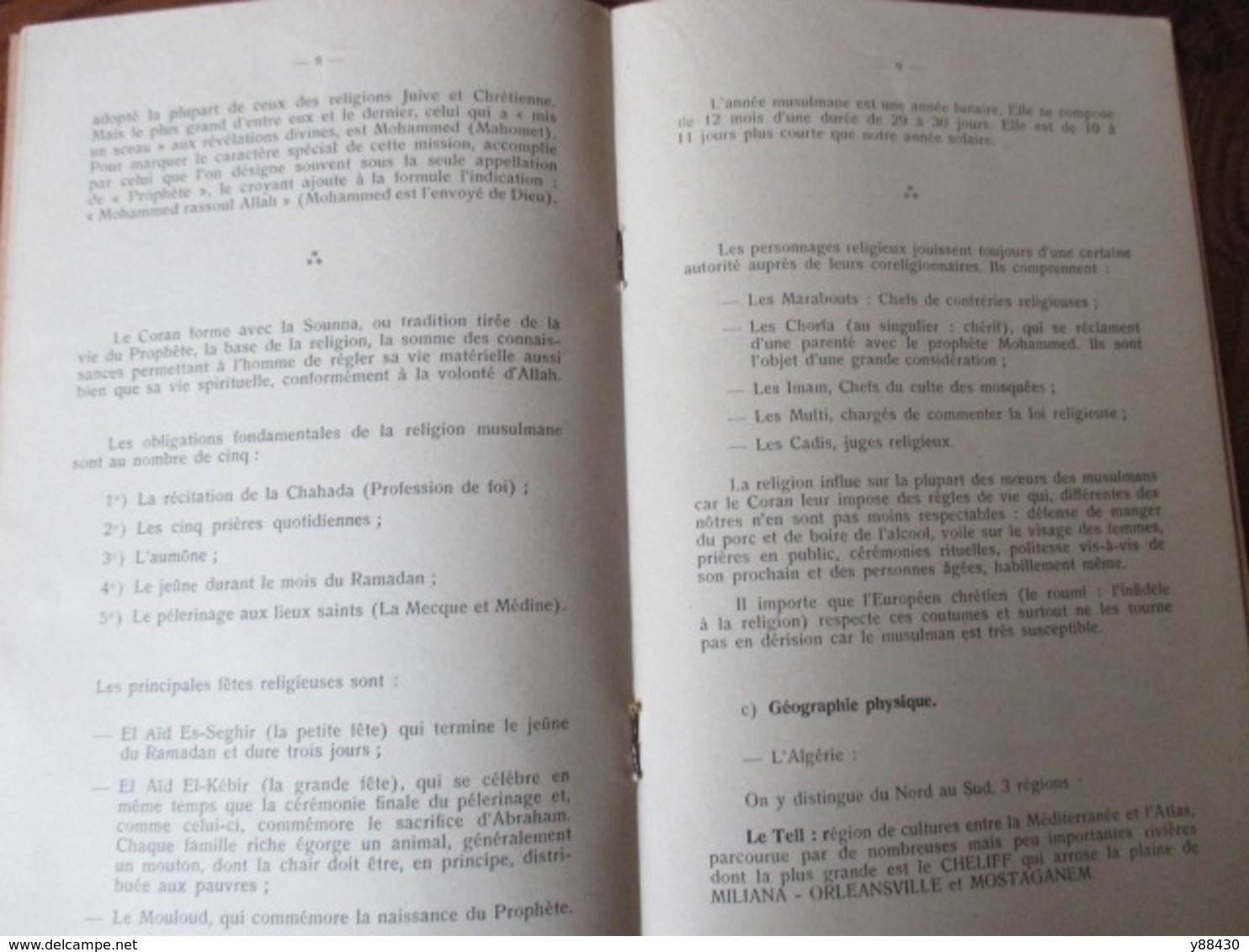 Notice AFRIQUE FRANCAISE DU NORD de 1955 - pour les appelés à servir en AFN . Etat Major 3è Bureau -18 pages - 13 photos