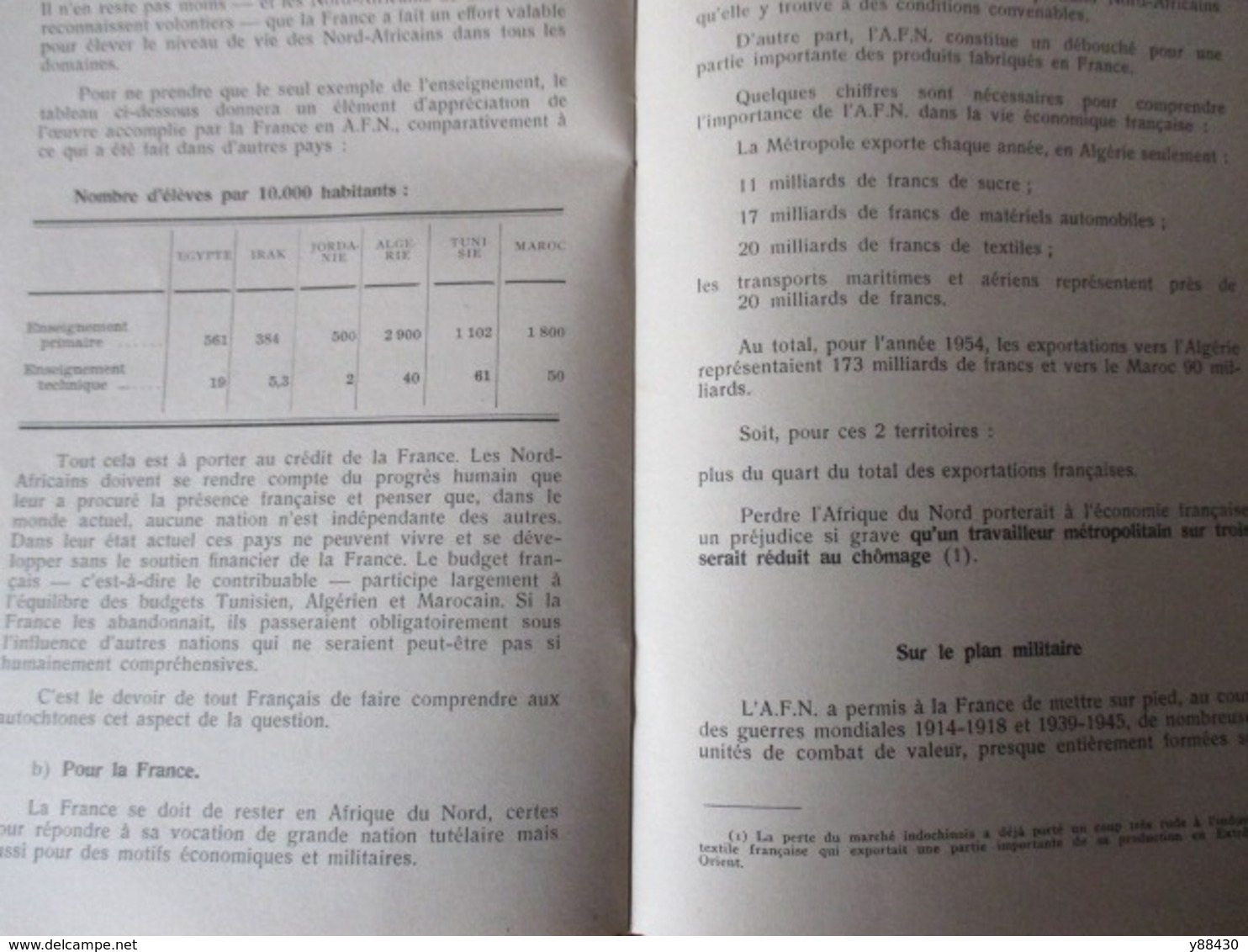 Notice AFRIQUE FRANCAISE DU NORD de 1955 - pour les appelés à servir en AFN . Etat Major 3è Bureau -18 pages - 13 photos