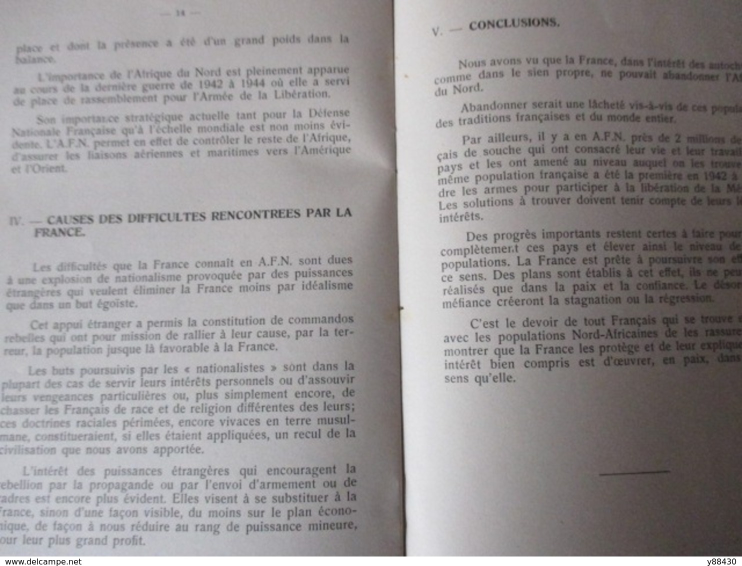 Notice AFRIQUE FRANCAISE DU NORD de 1955 - pour les appelés à servir en AFN . Etat Major 3è Bureau -18 pages - 13 photos