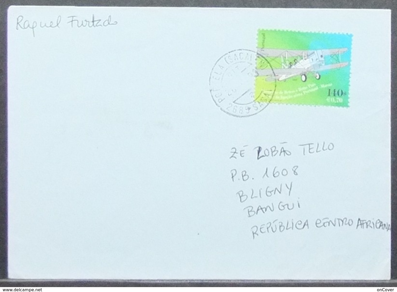 Portugal - Cover To Central African Republic 1999 Aviation Double Currency 140$ - 0,70€ Solo Portela De Sacavém - Cartas & Documentos