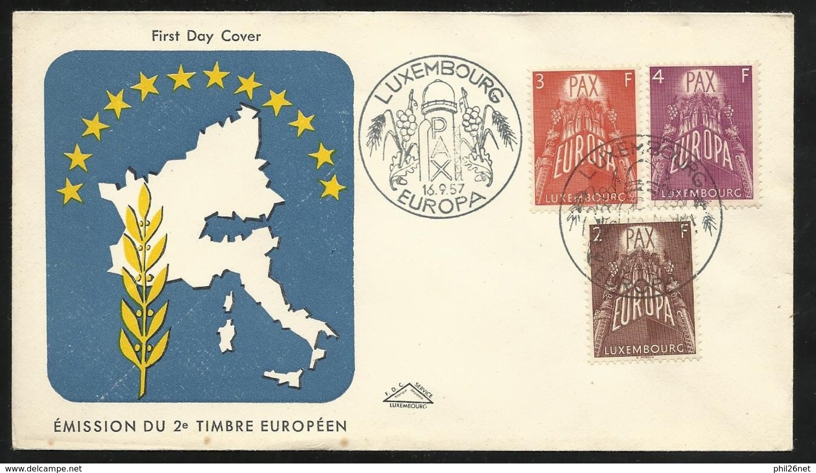 Luxembourg  Lettre Premier Jour Le 16 Septembre 1957   Europa 1957  Les  PAX Europa N° 531 ; 532 Et 533    TB  - 1957