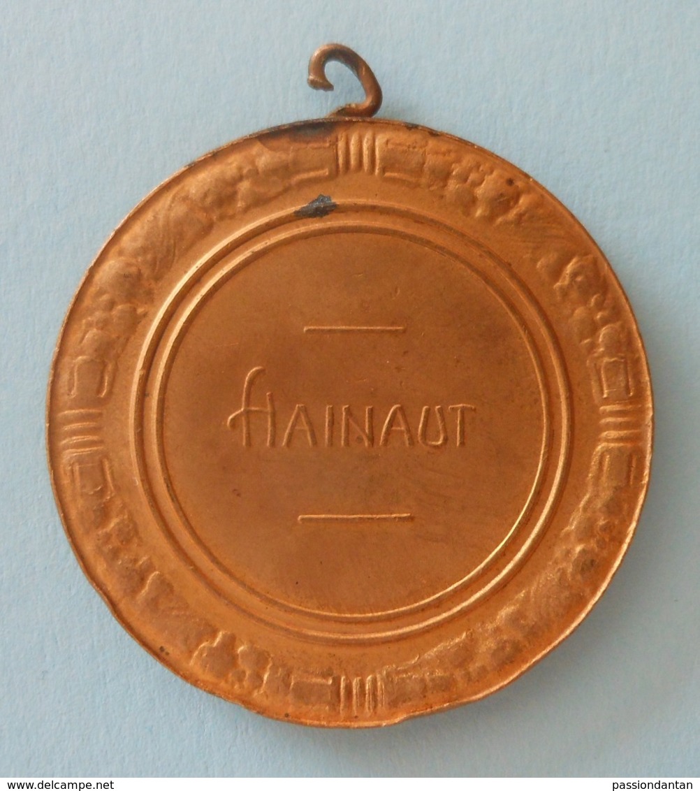 Médaille En Métal Jaune - Royaume De Belgique - Hainaut - Amélioration De La Race Bovine - Profesionales / De Sociedad