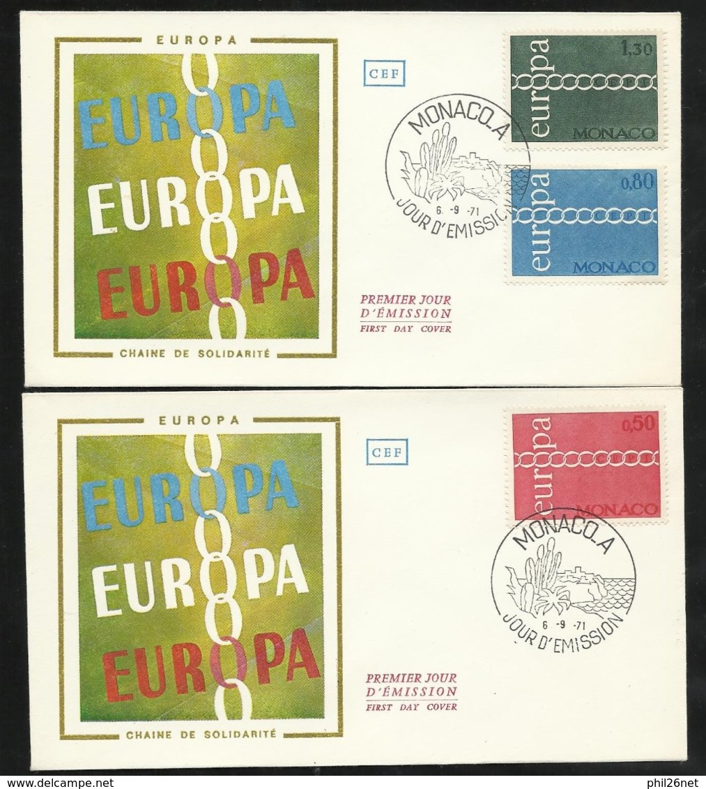 Monaco 2 Lettres Premier Jour Le 06 Septembre 1971   Europa 1971  Les N° 863; 864 Et 865     TB - 1971