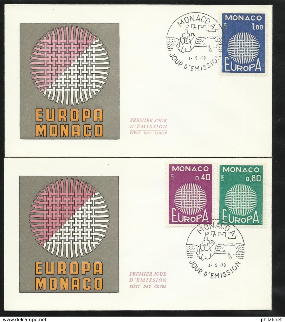 Monaco 2 Lettres Premier Jour Le 04 Mai 1970  Europa 1970  Les N° 819 ; 820 Et 821   TB - 1970