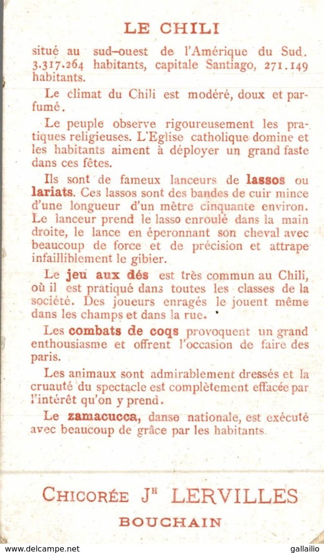 CHROMO CHICOREE LERVILLES LE CHILI - Autres & Non Classés