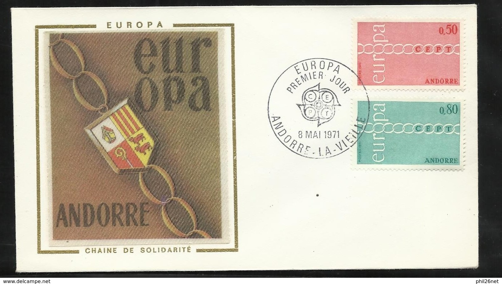 Andorre Lettre Maximum Premier Jour Le 8 Mai 1971 Europa 1971 Les N°212 Et 213  TB  - 1971