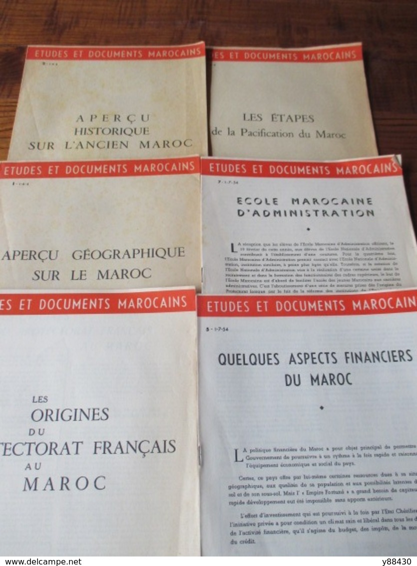 MAROC - Etudes Et Documents Marocains - 6 Fascicules Des Années 1950 - Administration/Financiers/Géographie... - 33 Phot - Documents Historiques