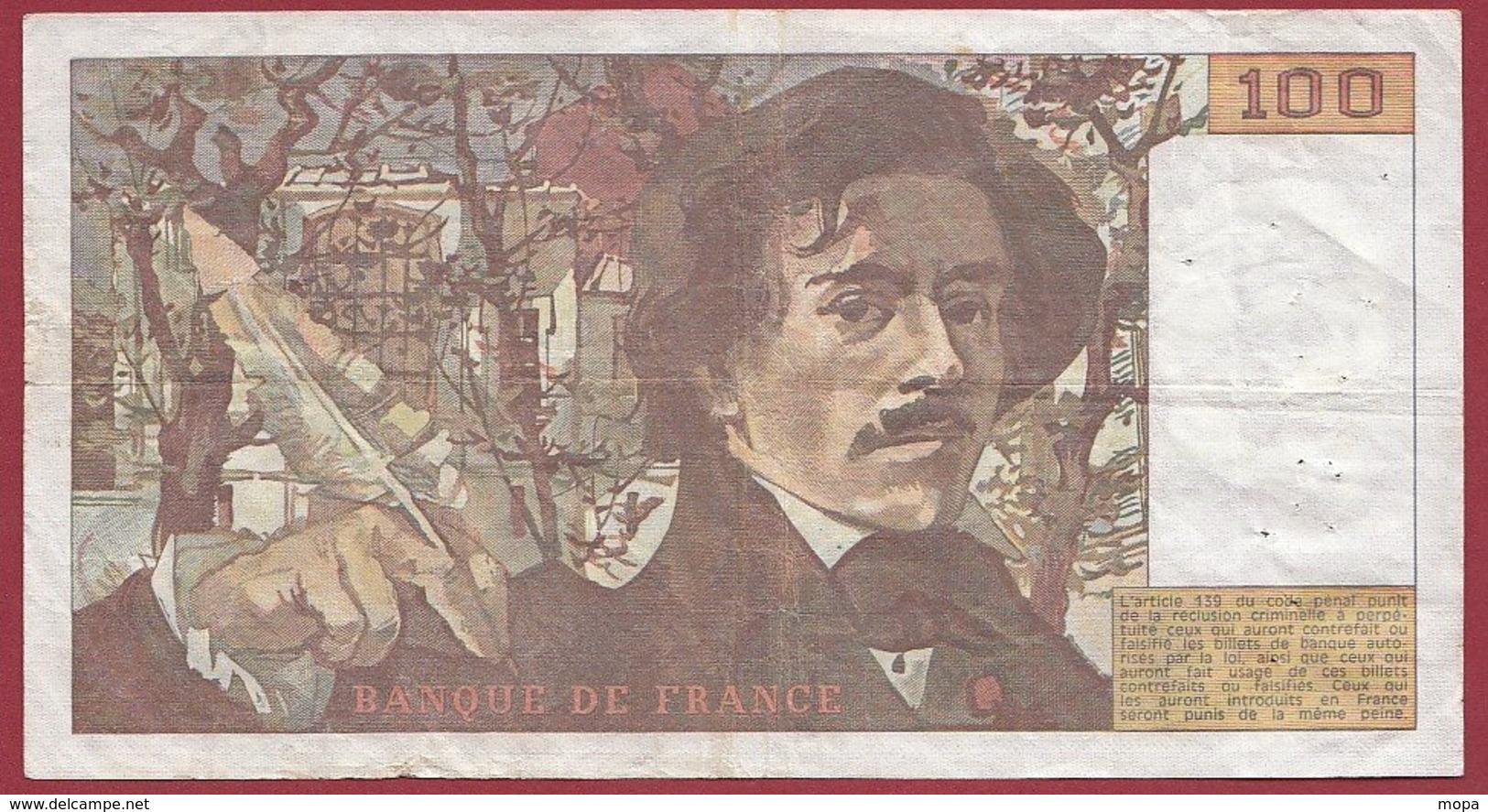 100 Francs "Delacroix" 1978 ---F/TTB+--ALPH O.4 -- ALPHABET 4----PEU COMMUN -- 100 FRANCS  HACHURE - 100 F 1978-1995 ''Delacroix''