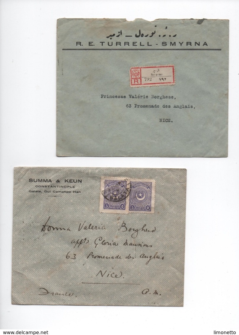 TURQUIE -1925/26 -SMYRNE-Galata - Lot De 4 Enveloppes Timbrées Sans Corresp.(Princesse Borghese ,destinataire Voir Scans - Storia Postale