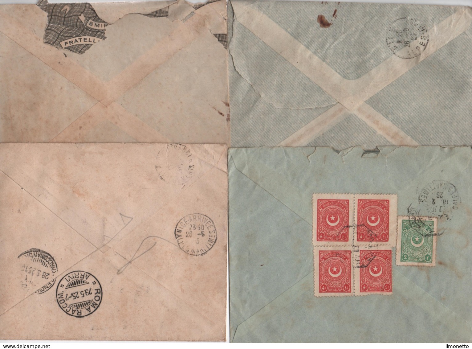 TURQUIE -1925/26 -SMYRNE-Galata - Lot De 4 Enveloppes Timbrées Sans Corresp.(Princesse Borghese ,destinataire Voir Scans - Storia Postale
