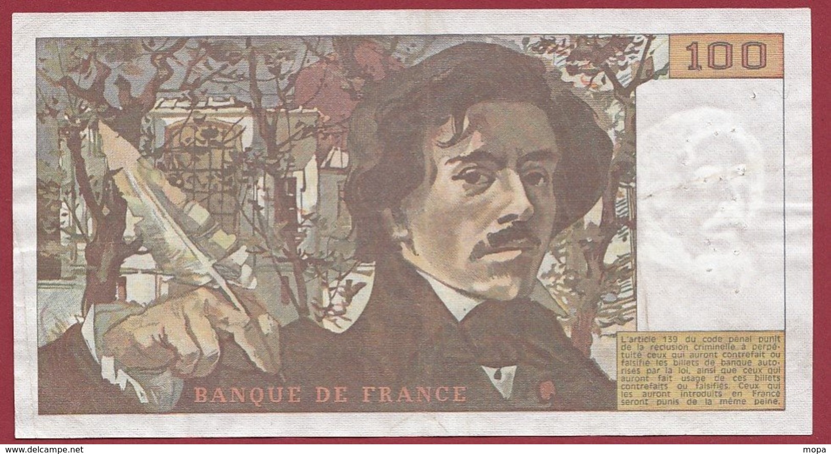 100 Francs "Delacroix" 1978 ---F/TTB+--ALPH .C.5 - 100 F 1978-1995 ''Delacroix''