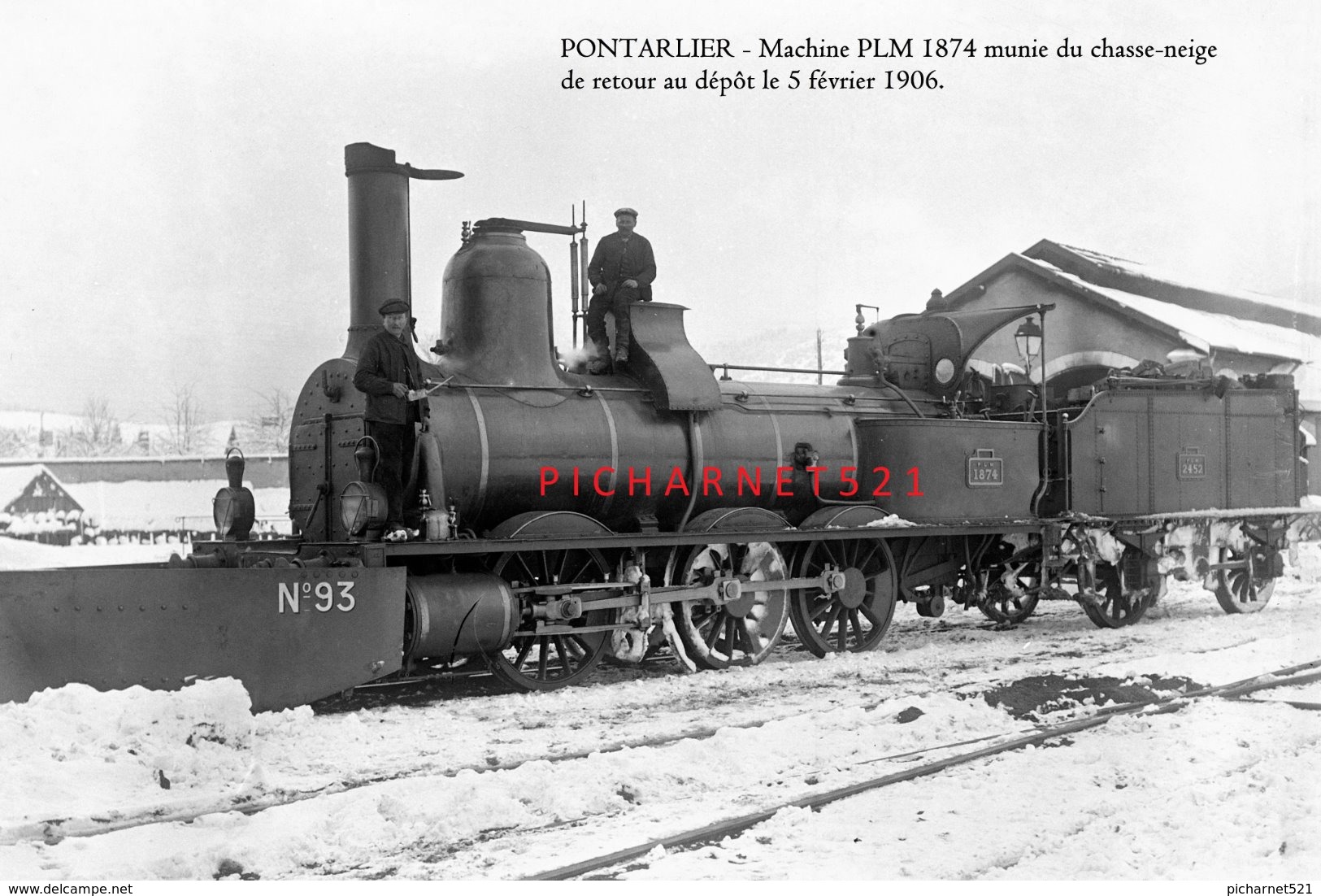 PONTARLIER - Machine PLM 1874 Munie Du Chasse-neige, De Retour Au Dépôt Le 5 Février1906. Retirage D'une Photo... - Pontarlier