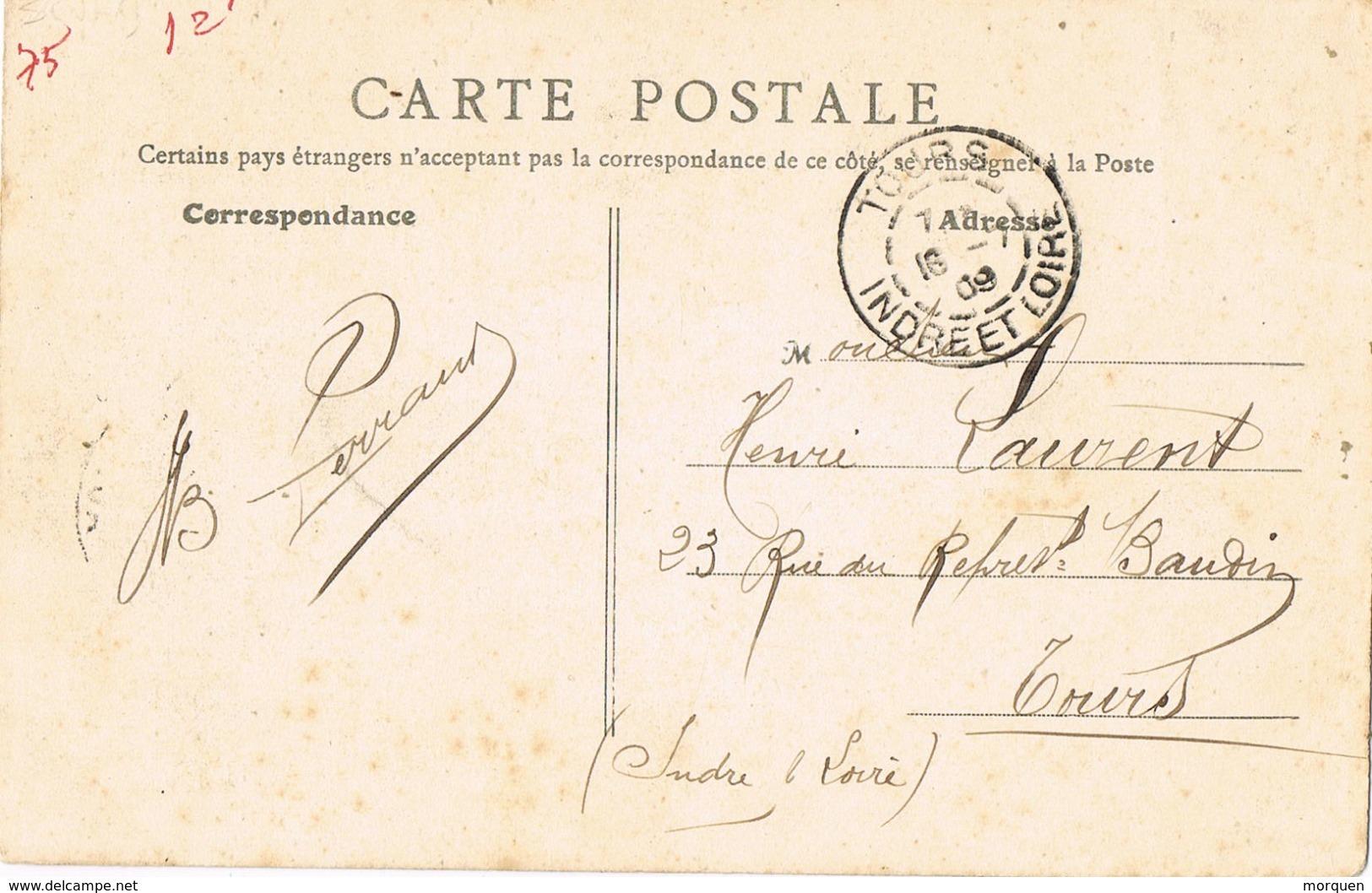 34009. Postal PARIS. Bois De Vicennes 1909, Circulada A Tours - Cartas & Documentos