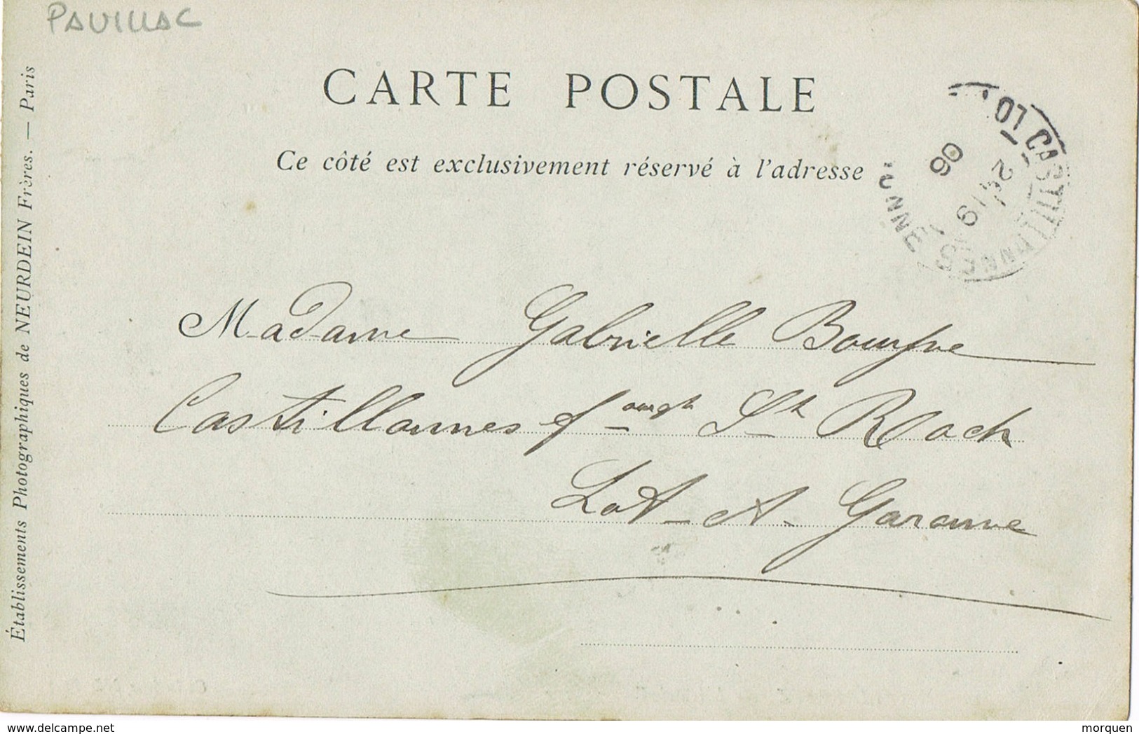 34010. Postal PAUILLAC (Gironde) 1926. Hotel D'anglaterre De BIARRITZ - Cartas & Documentos