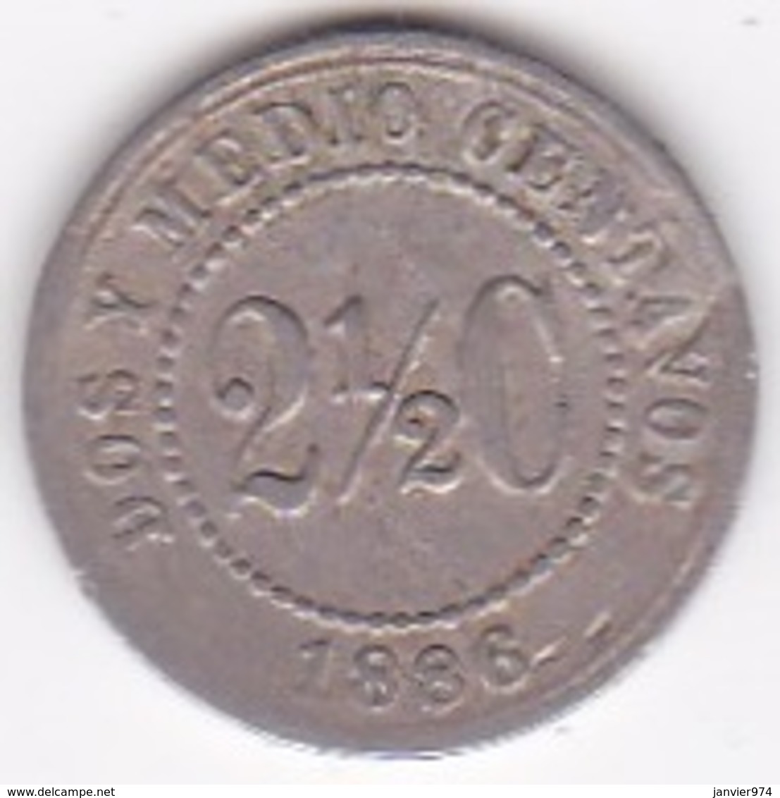 Colombie. 2 1/2 Centavos 1886. Copper-nickel .KM# 182 - Colombie