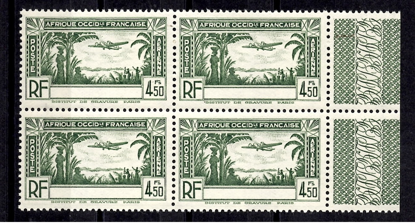 Timbre Série Coloniale Française Poste Aérienne AOF De 1940 Sans Légende En Bloc De 4 Neufs ** MNH. TB. A Saisir! - Autres & Non Classés