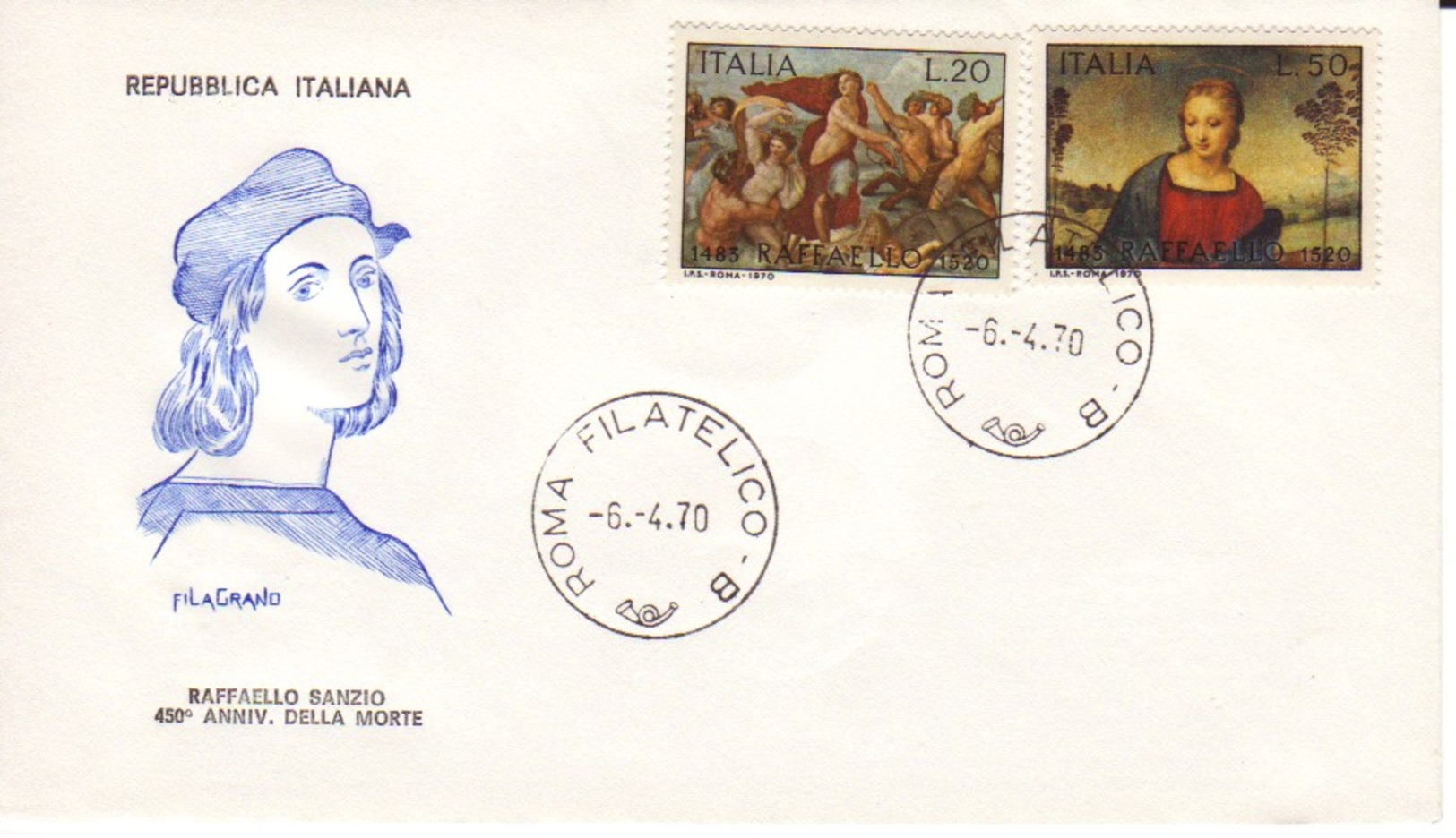 ITALIE : 1970 - FDC - Anniversaire De La Mort De Raphaël - Raffaello Sanzio - FDC