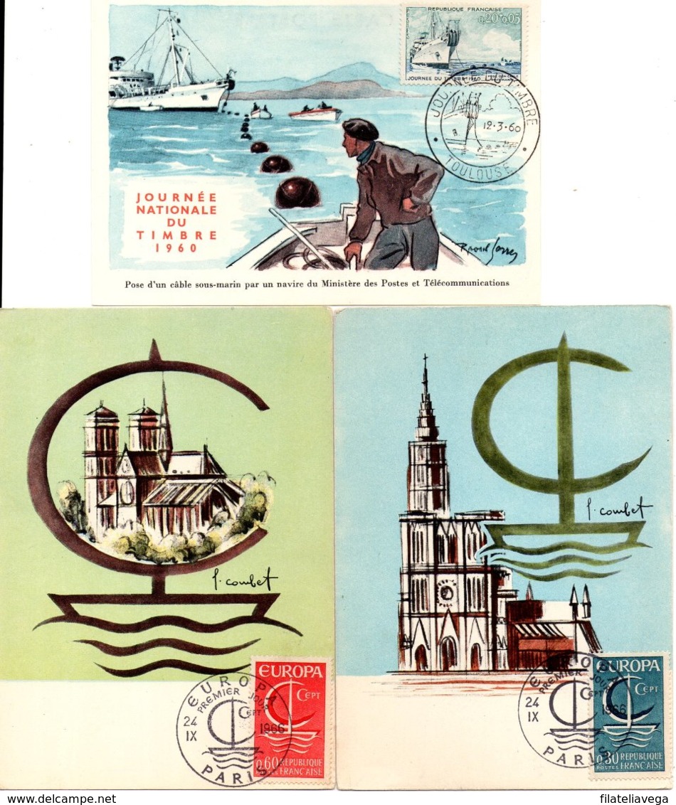 Francia Lote De Tarjetas Máximas - 1950-1959