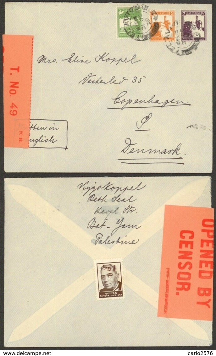 Palestine, Tel Aviv 1939, Censored Cover To Denmark ( Ref.1898) - Palestine