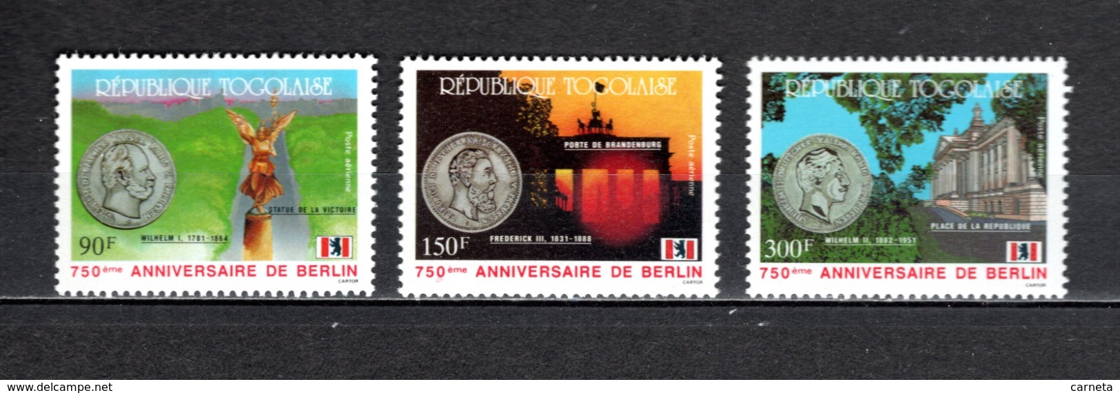 TOGO N° PA 639 à 641  NEUFS SANS CHARNIERE COTE  6.50€  BERLIN  EMPEREUR  MONUMENT - Togo (1960-...)