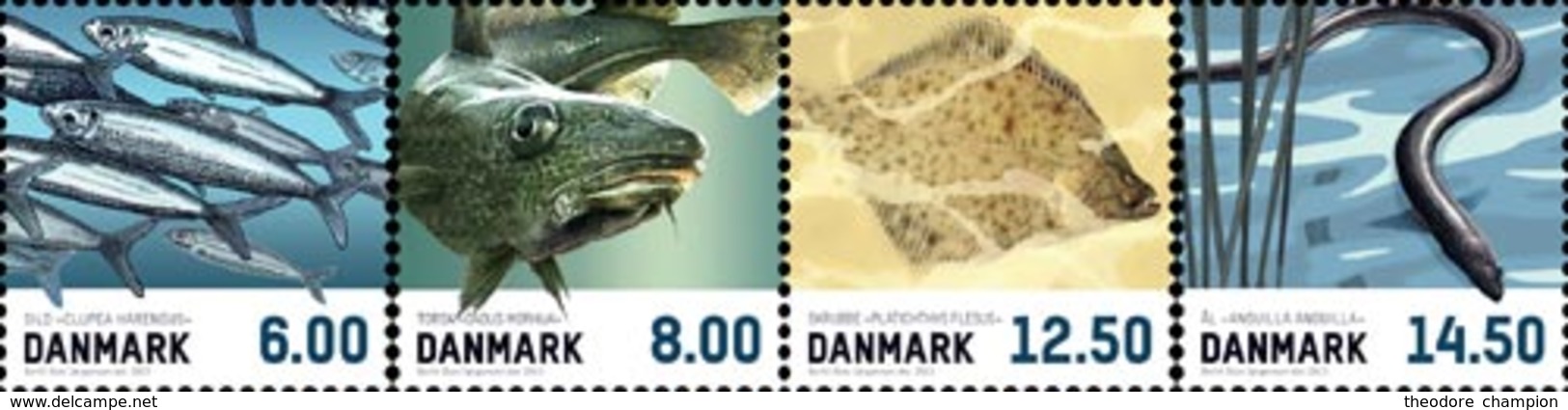 DANEMARK Poissons 4v Adh.Perf 13/13,25 2013 Neuf ** MNH - Ungebraucht