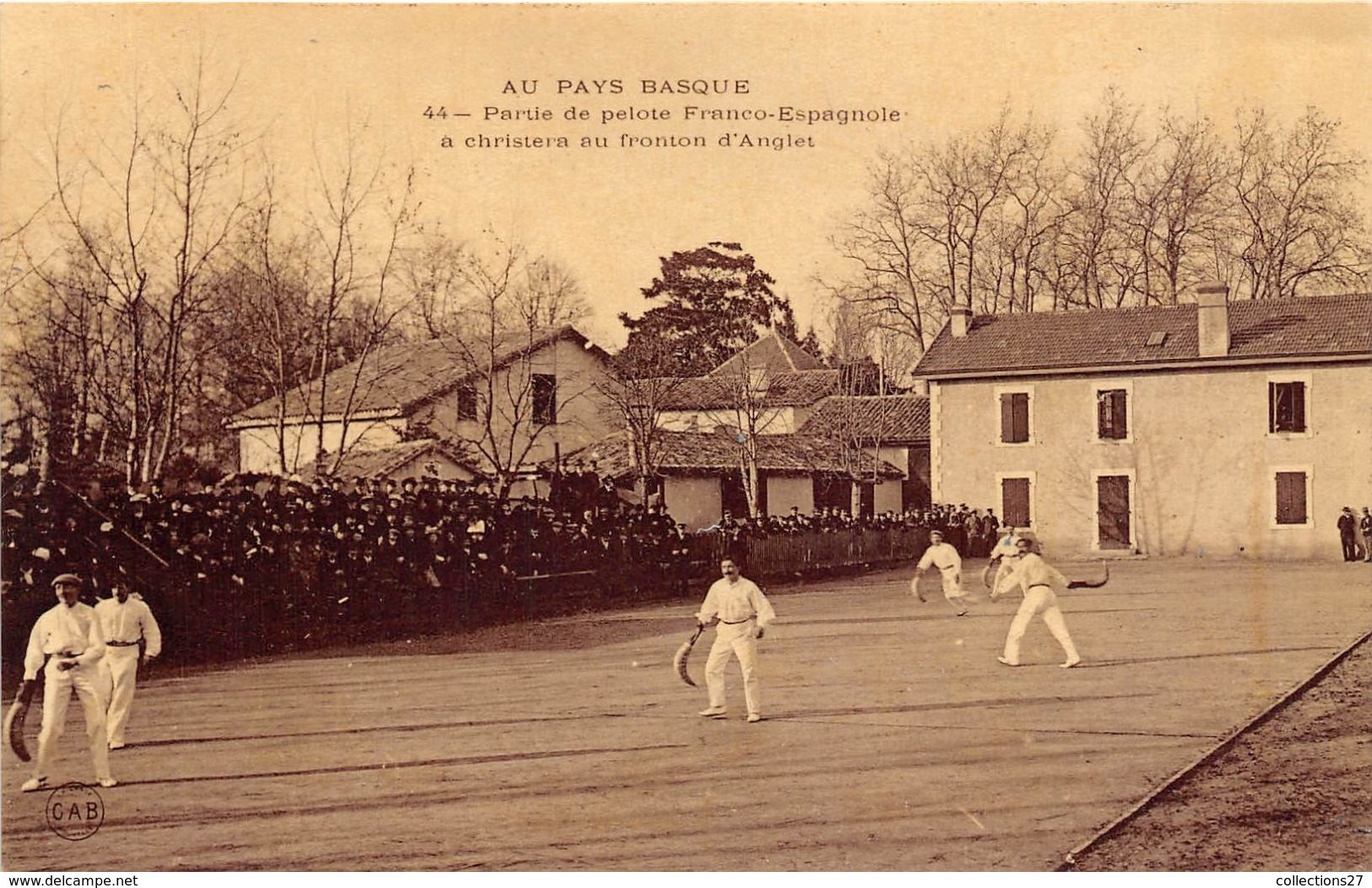 64-ANGLET- PARTIE DE PELOTE FRANCO-ESPAGNOLE A CHRISTERA AU FRONTON D'ANGLET - Anglet