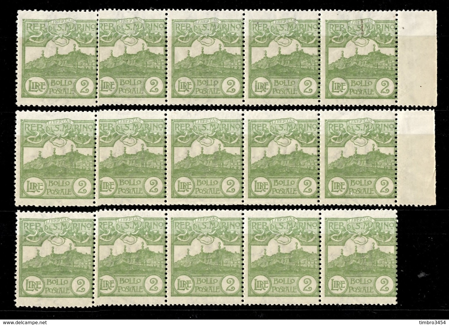 Saint-Marin YT N° 116 En Trois Bandes De 5 Timbres Neufs ** MNH. TB. A Saisir! - Unused Stamps