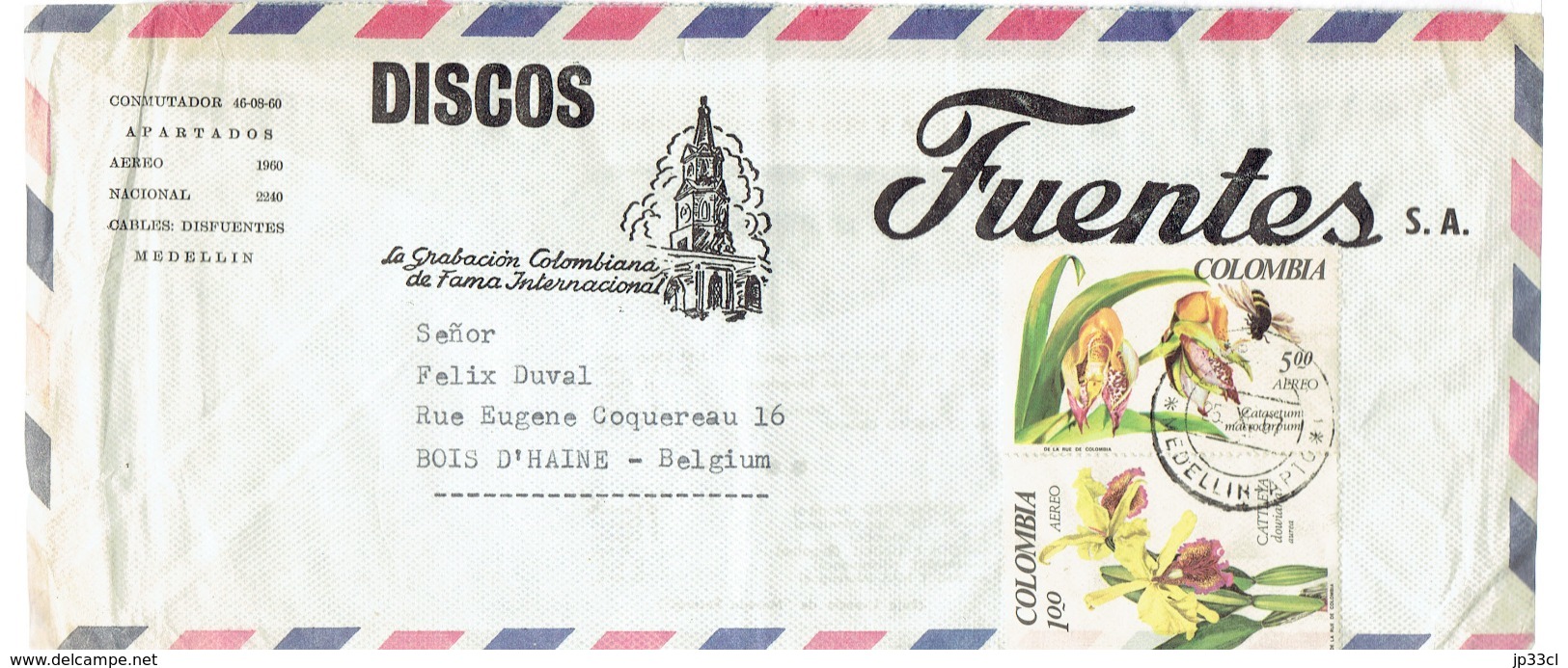 Enveloppe De Discos Fuentes, La Grabacion Colombiana De Fama Internacional Vers La Belgique (25/10/1967) - Objets Dérivés