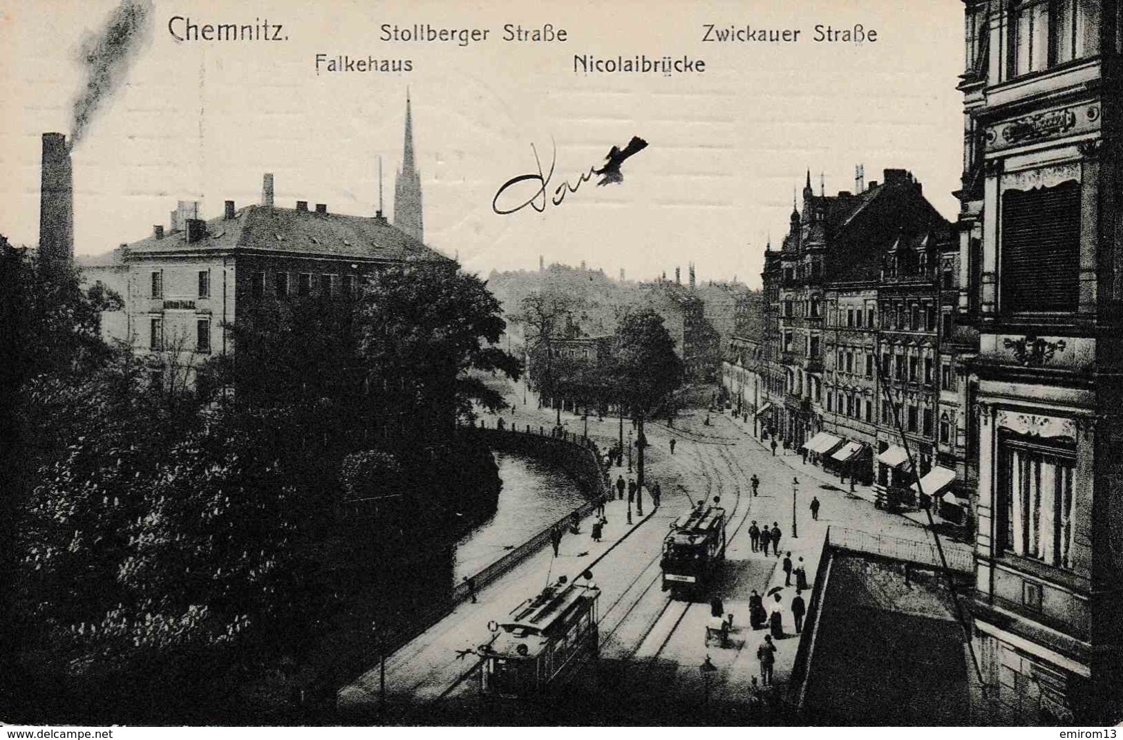 Chemnitz Stollberger Zwickauer Strasse Falkehaus Nicolaibrücke TRAM - Chemnitz